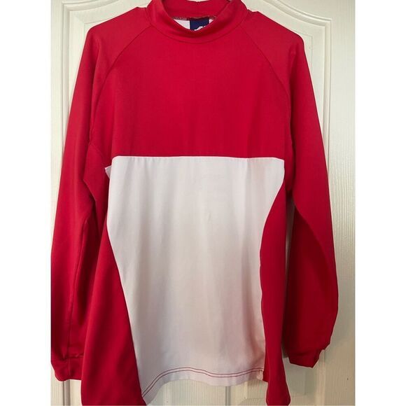 Mizuno Mens Red & White Colorblock Mock Neck Raglan Sleeves Sweatshirt Size XL - Picture 10 of 12